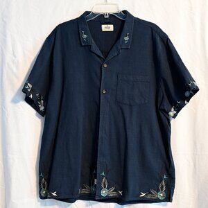 Marine Layer Embroidered Resort Shirt, camp shirt, Navy size XL